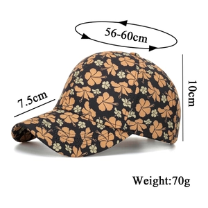 Floral print baseball cap with hibiscus pattern for sun protection and outdoor leisure