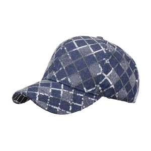 Casquette de baseball en jean bleu avec motif de paillettes argentées brillantes