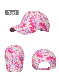 Vues détaillées de la casquette de baseball tie-dye en coton avec boucle arrière réglable