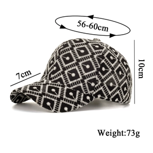 Casquette de baseball en toile avec broderie losange noir et blanc ajustable