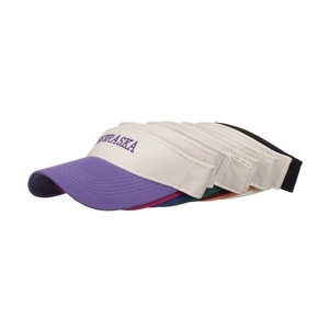 Multi-color canvas sun visor hats with Nebraska embroidery and contrast color brims