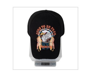 Detailed weight measurement showing 83.3g for the embroidered eagle baseball cap