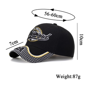 Casquette Hollywood noire avec broderie CA et détails de visière à carreaux