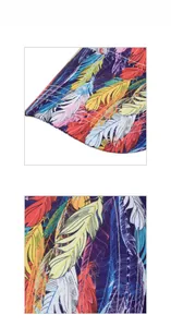 Detail showing vibrant feather print fabric and precise stitching on the baseball cap