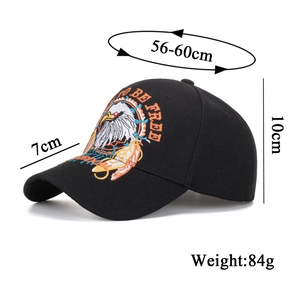Adjustable black baseball cap with embroidered eagle and Born To Be Free slogan