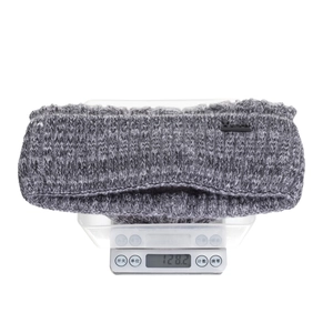Grey chunky knit beanie hat for men weighing 128.2g with warm fleece lining
