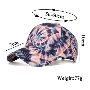 Casquette de baseball tie-dye avec motif tourbillon dégradé bleu et orange vif
