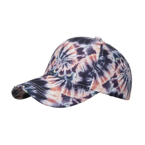 Casquette de baseball tie-dye avec motif spirale coloré et visière incurvée de soleil