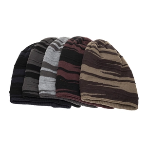 5-piece set of knitted beanies with striped patterns in various colors for men and women
