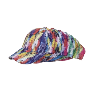 Unisex baseball cap with colorful feather graffiti print and gradient sunshade peak