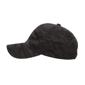 Minimalist black faux suede baseball cap with unique crinkled texture for men and women