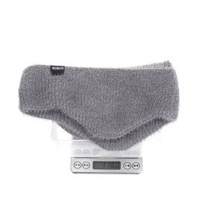 Winter knitted beanie with earflaps and warm plush lining, weighing 118 grams in grey