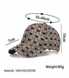 Vue détaillée de la casquette à carreaux avec nœuds noirs et spécifications de la matière