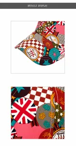 Detailopname van vintage patchworkprint op honkbalpet met Britse vlag en stermotieven