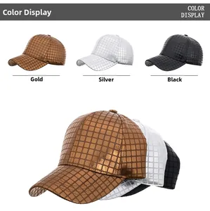 Casquettes de baseball métalliques à carreaux en or, argent et noir pour le choix de couleur