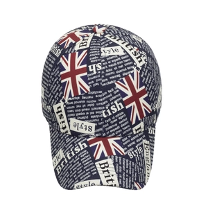 Britse stijl honkbalpet met Union Jack-vlag en vintage krantenprint ontwerp voor volwassenen