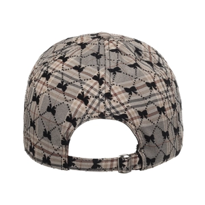 Women Sweet Plaid Bowknot Baseball Cap Digital Printed Polyester Glen Check Sun Hat Adjustable Curved Brim Peaked Cap Outdoor Travel Accessory