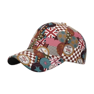 Graffiti katoenen honkbalpet met Britse vlag en retro pop-art badge-prints voor mode
