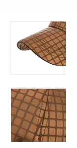 Détails de la casquette marron avec tissu synthétique à carreaux et coutures de précision