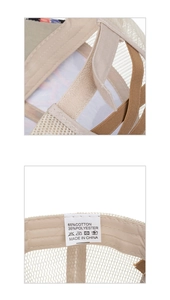 Detail of ponytail baseball cap with breathable mesh and elastic criss-cross back straps
