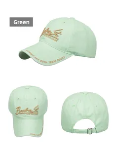 Détails de la casquette de baseball en coton lavé avec broderie et boucle de réglage métal