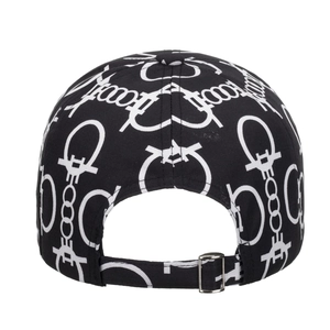 Cappellino da baseball regolabile con motivo a cuore graffiti su cotone nero