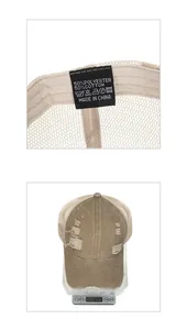 Detail showing inner wash label and 69g weight measurement of vintage mesh baseball cap