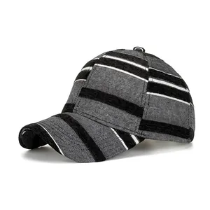Berretto da Baseball in Poliestere a Righe Stile Britannico Moda Casual Protezione Solare Regolabile per Uomo Donna