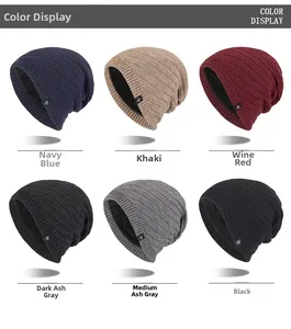 Color options of thermal knit beanies with thick fleece lining and ribbed texture