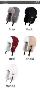 Winter aviator trapper hat set in five colors with thick faux rabbit fur lining