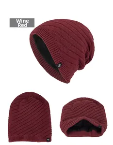 Detail showing the thick black fleece lining and wine red cable knit texture