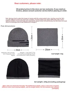 Tableau des tailles détaillé pour ensemble bonnet et tour de cou en tricot thermique