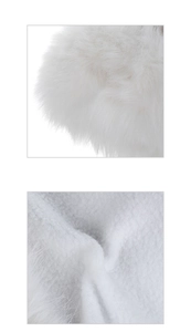 Macro detail of plush faux fur texture and soft knitted fabric for winter warm hats