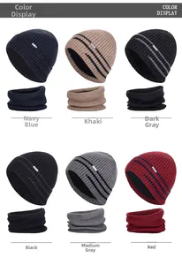 Ensembles bonnet en tricot et tour de cou en six couleurs avec étiquettes tissées