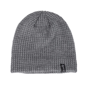 Bonnet en maille gris chiné pour homme avec texture gaufrée et étiquette de sport