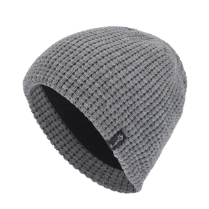 Bonnet en tricot gris foncé pour homme avec doublure polaire et étiquette sport