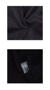 Close-up of black thickened fleece lining and washing label of the winter knit beanie