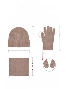 Dreiteiliges Winter-Strickset mit Touchscreen-Handschuhen, Schal und Mütze in Haferflocken