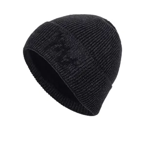 Men Winter Warm Ribbed Knit Beanie Hat With Soft Fleece Lining Double Layer Thick Outdoor Short Cuffed Skull Cap For Cold Weather