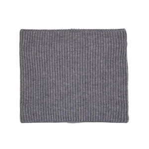 Winter thermal grey knit neck warmer with elastic ribbed texture for outdoor warmth
