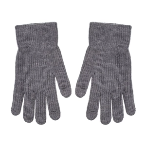 Klassische graue Strickhandschuhe für Winter mit vertikalem Rippmuster und elastischem Bund