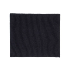 Winter thermal ribbed knit neck warmer in black with thick fleece lining for outdoor warmth