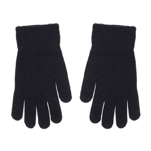 Classic black knitted thermal gloves with elastic ribbed cuffs for winter warmth