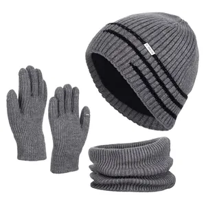 Winter Knitted Beanie Hat Neck Warmer Scarf Touchscreen Gloves Beanie Scarf And Gloves Fleece Lined Thermal Ribbed Men Outdoor