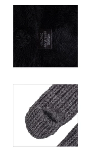 Detailed view of winter beanie texture with soft fleece lining and knit fabric materials