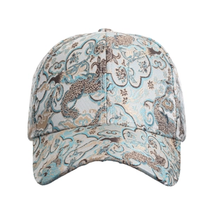 Ethnic style jacquard baseball cap with traditional blue beast and cloud totem patterns