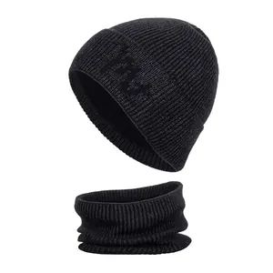 Winter Warm Knitted Hat And Scarf For Men Women Fleece Lined Thickened Jacquard Beanie Hat And Neck Warmer Outdoor Accessory