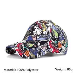Outdoor graffiti baseball cap with colorful print and adjustable 56-60cm sizing strap