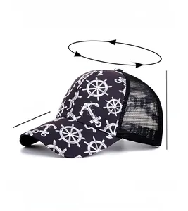 Detailed size specifications for the anchor embroidery ponytail mesh baseball cap
