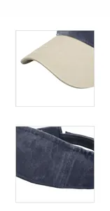 Detail view of contrast color sun visor stitching and high-quality denim fabric texture